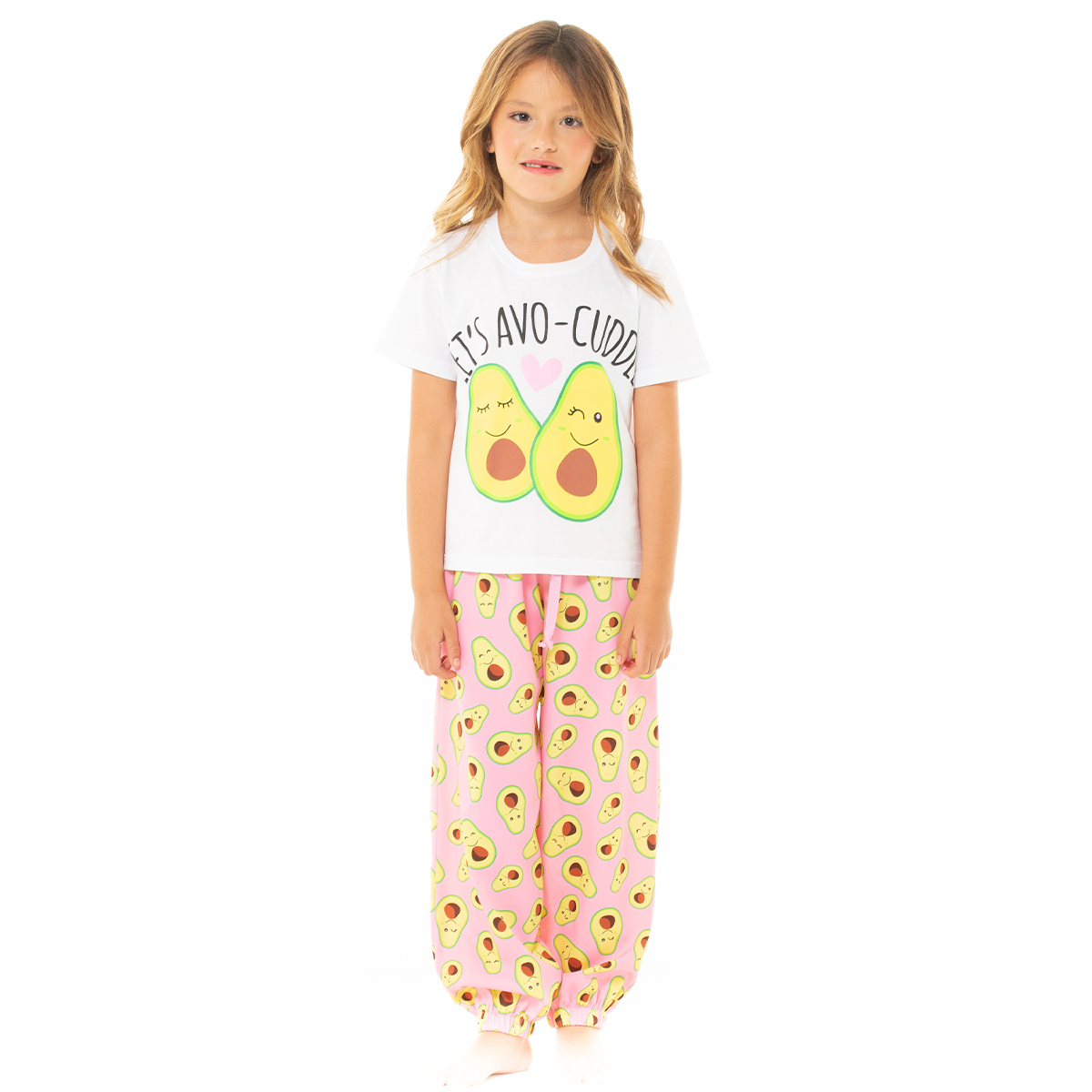PIJAMA PARA NIÑAS DE PANTALON CON DISEÑO DE AGUACATES