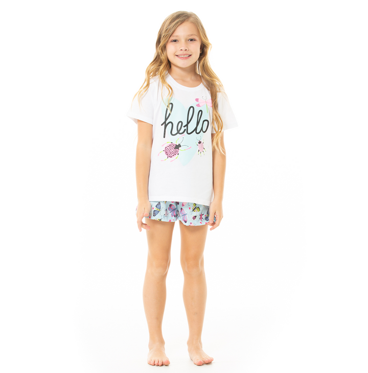 PIJAMA PARA NIÑAS DE SHORT CON DISEÑO DE MARIPOSAS
