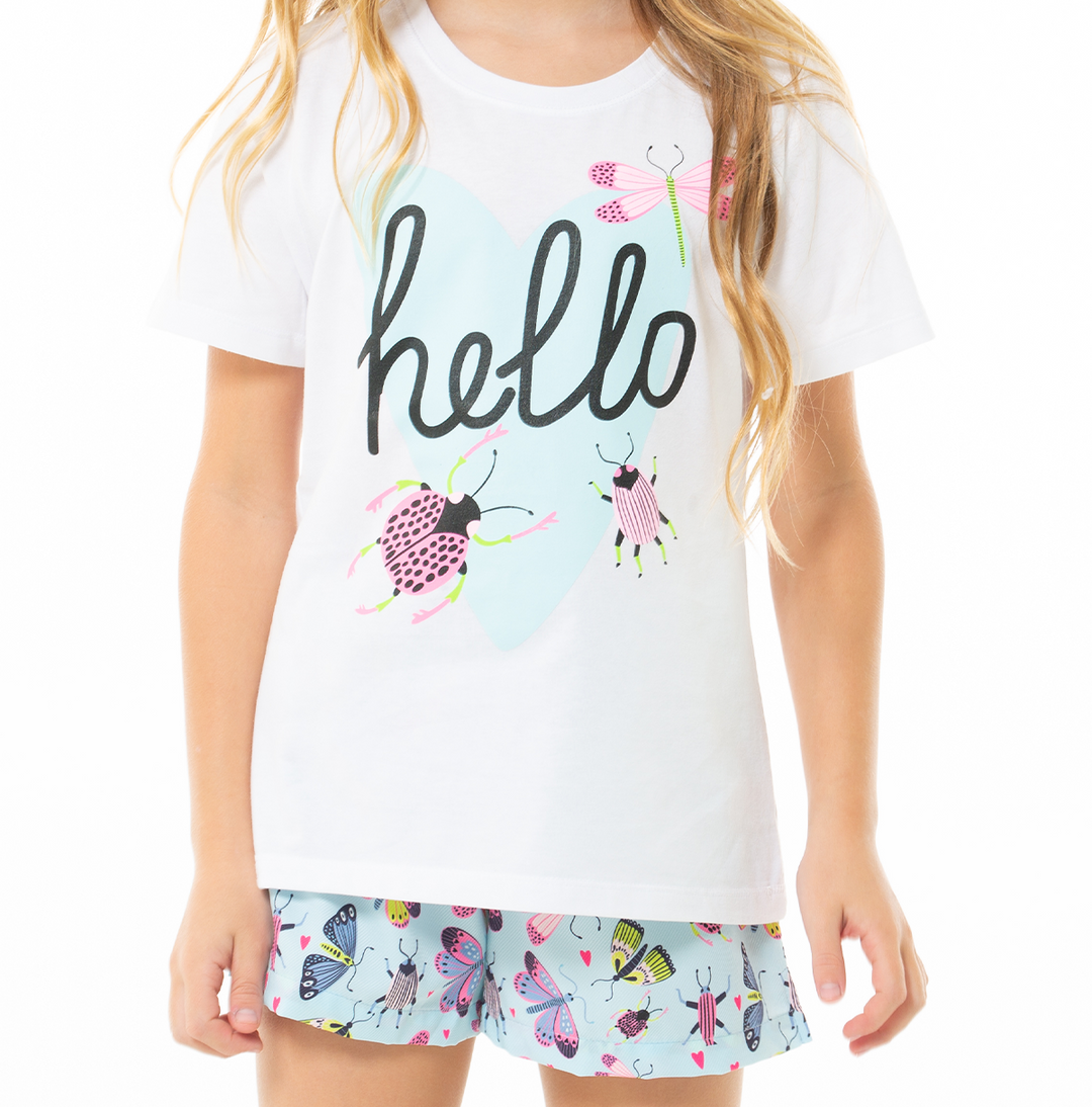 PIJAMA PARA NIÑAS DE SHORT CON DISEÑO DE MARIPOSAS