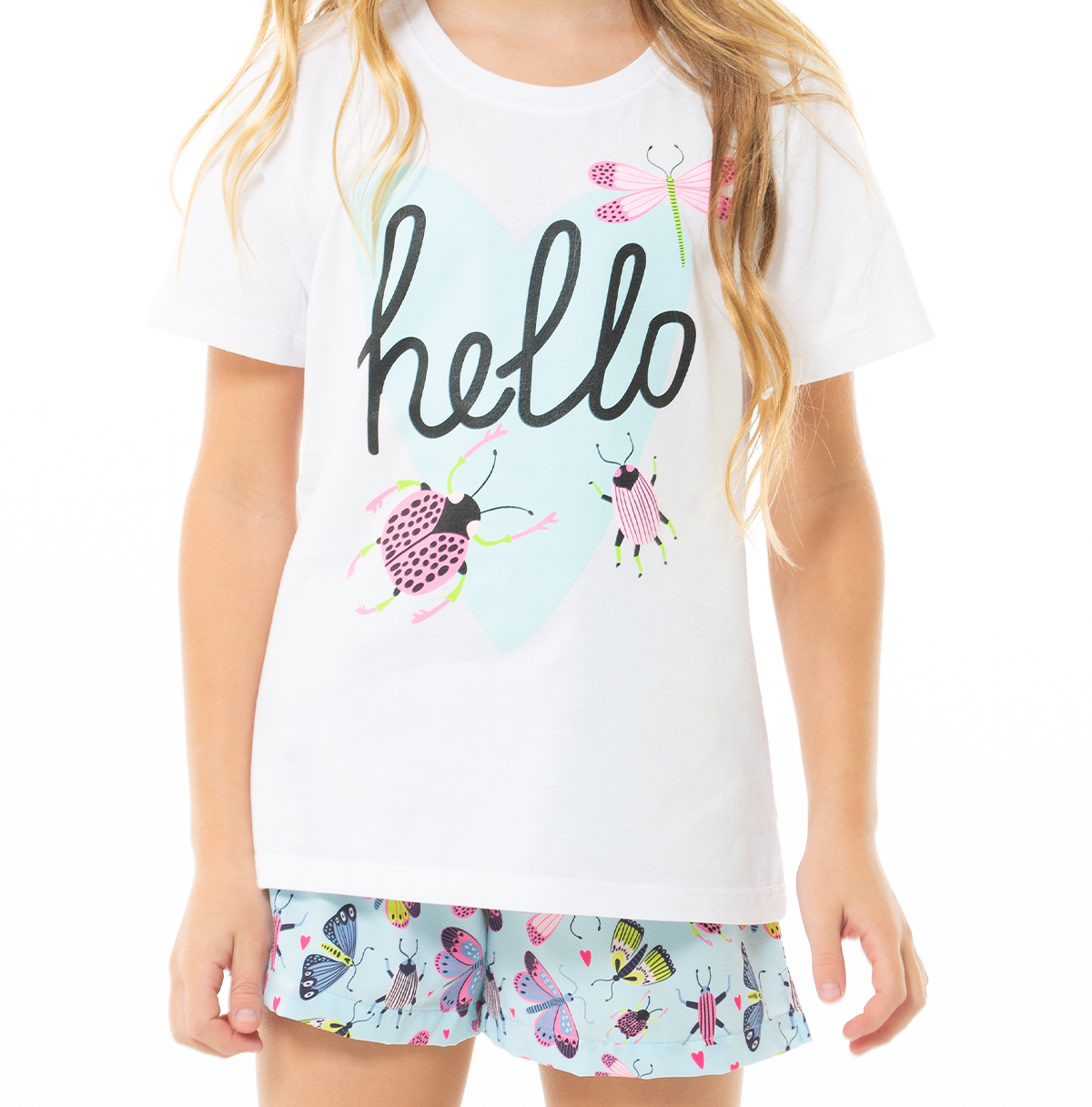 PIJAMA PARA NIÑAS DE SHORT CON DISEÑO DE MARIPOSAS