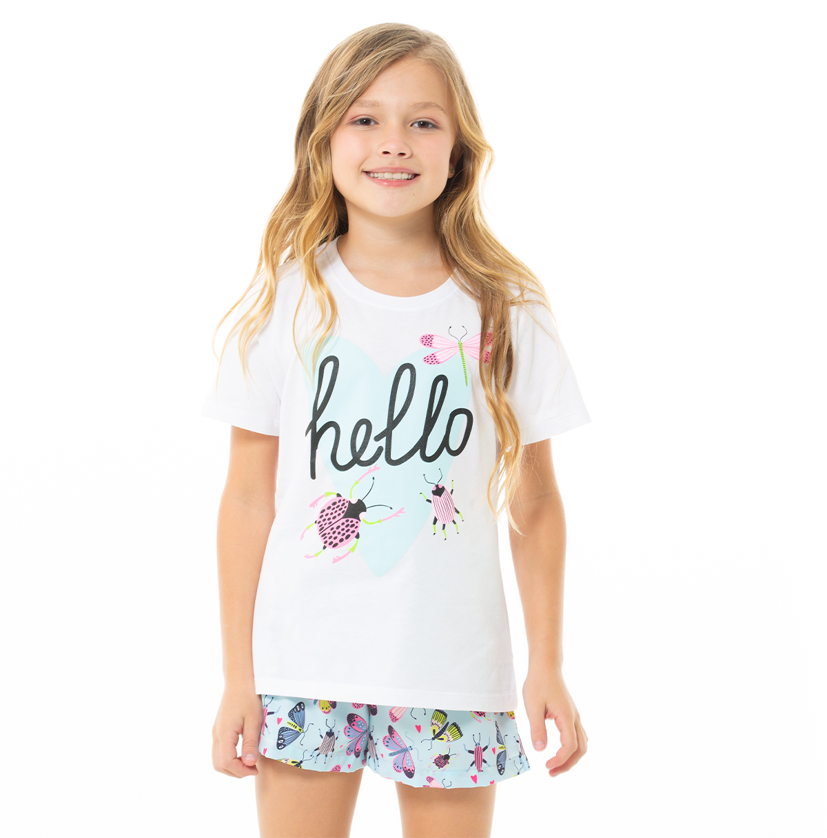 PIJAMA PARA NIÑAS DE SHORT CON DISEÑO DE MARIPOSAS