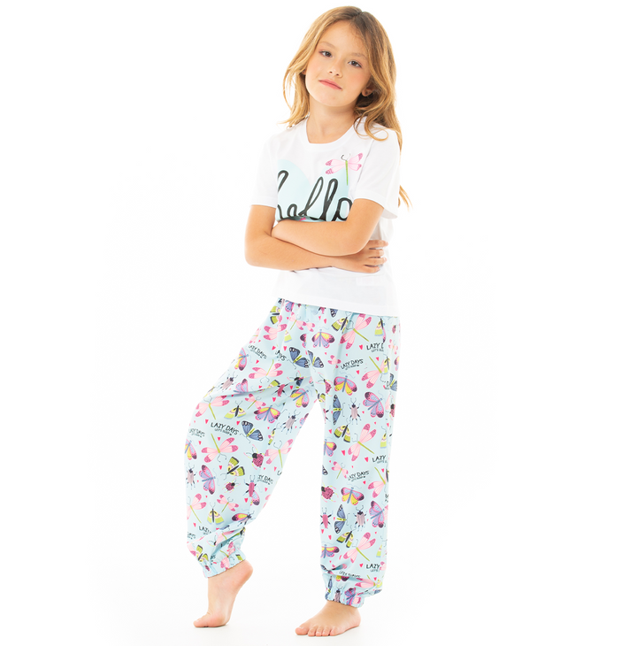 PIJAMA PARA NIÑAS DE PANTALON CON DISEÑO DE MARIPOSAS