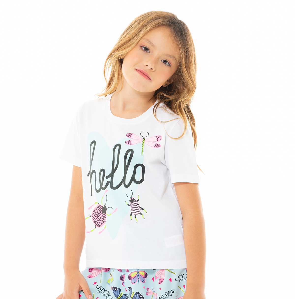 PIJAMA PARA NIÑAS DE PANTALON CON DISEÑO DE MARIPOSAS