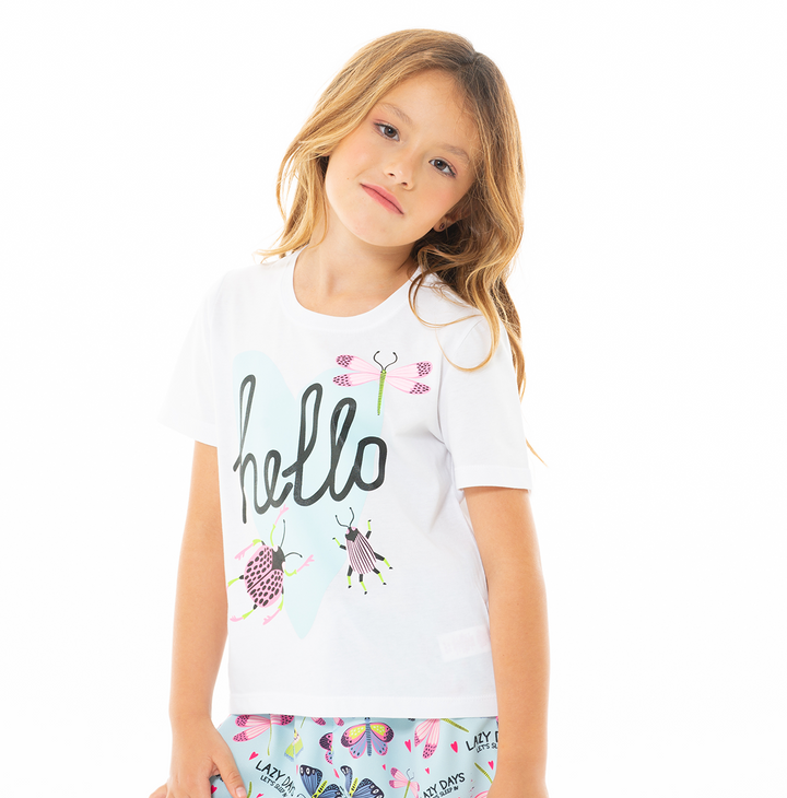 PIJAMA PARA NIÑAS DE PANTALON CON DISEÑO DE MARIPOSAS