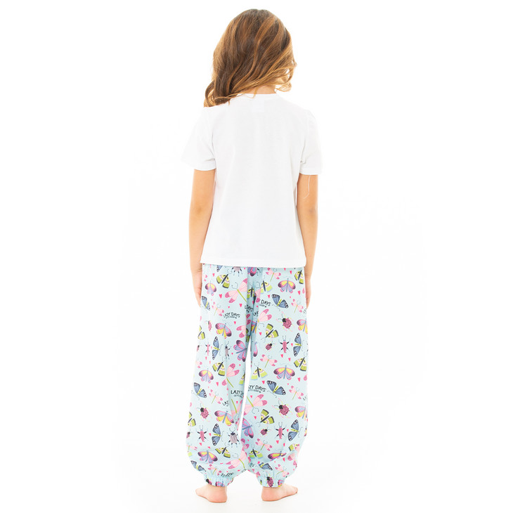 PIJAMA PARA NIÑAS DE PANTALON CON DISEÑO DE MARIPOSAS