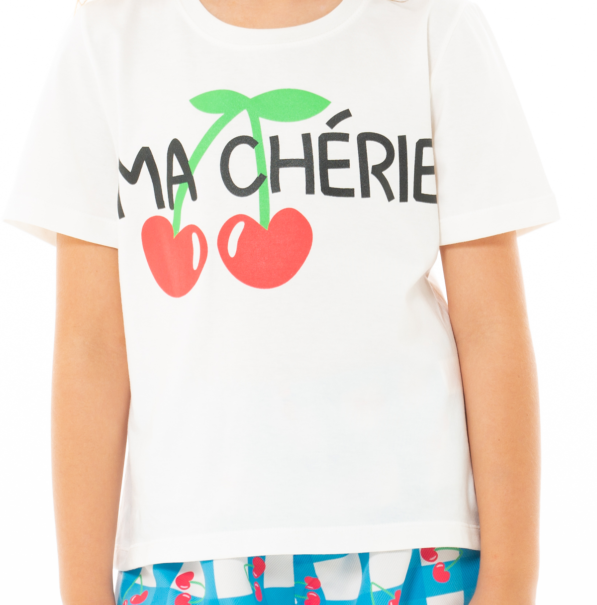 PIJAMA PARA NIÑAS DE SHORT CON DISEÑO DE CEREZAS