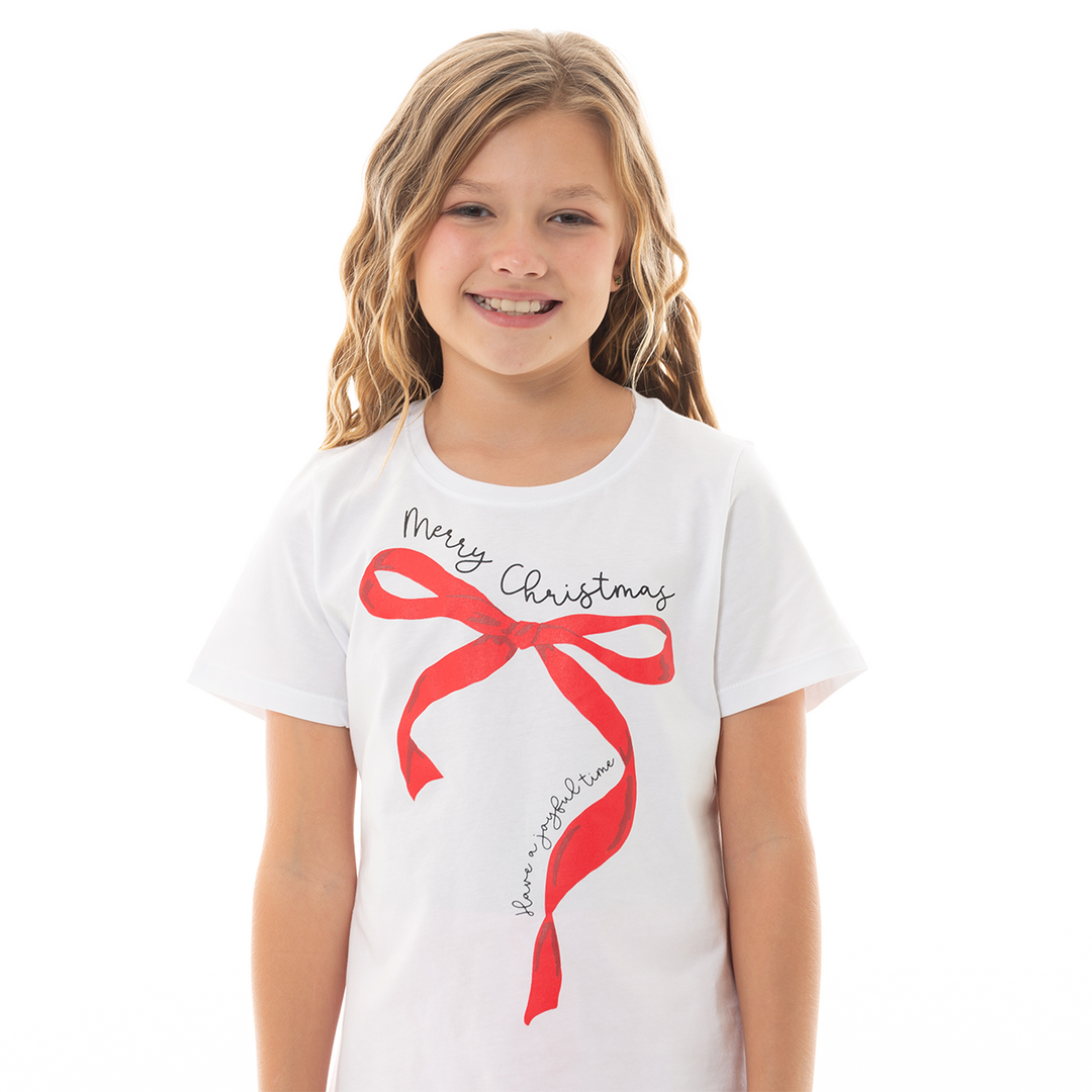 PIJAMA PARA NIÑAS DE PANTALON CON DISEÑO NAVIDEÑO