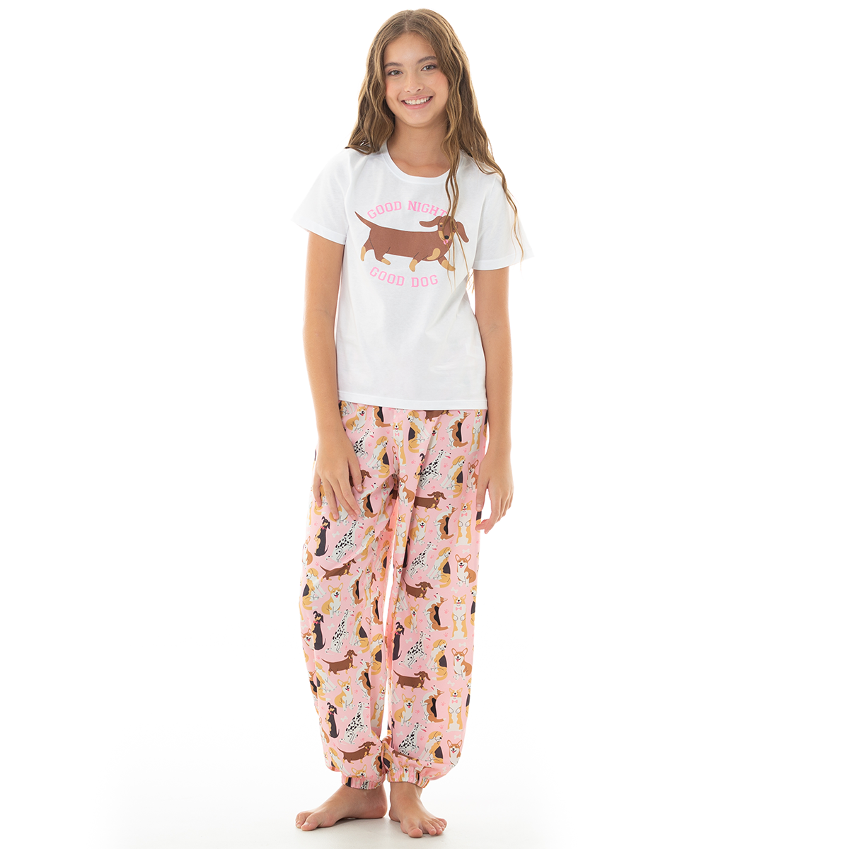 Pijama para niñas good dog – Blanca y Rosada