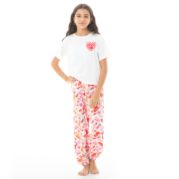 PIJAMA PARA NIÑA HOWDY — BLANCA Y ROSADA