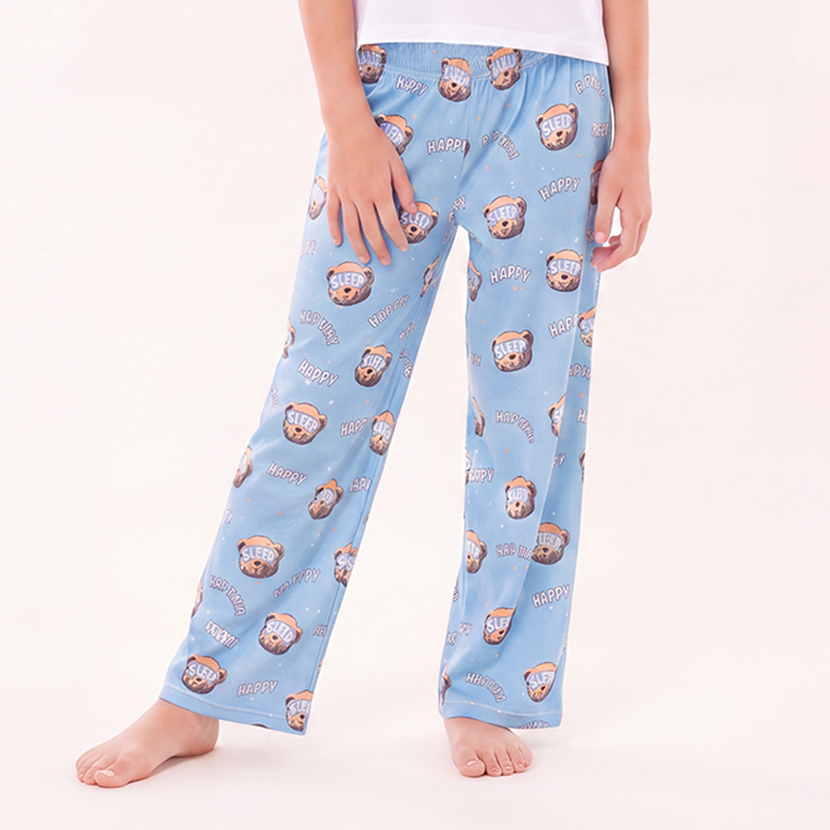 Pijama para niñas de pantalon con diseño estampado nap time sleep - Azul