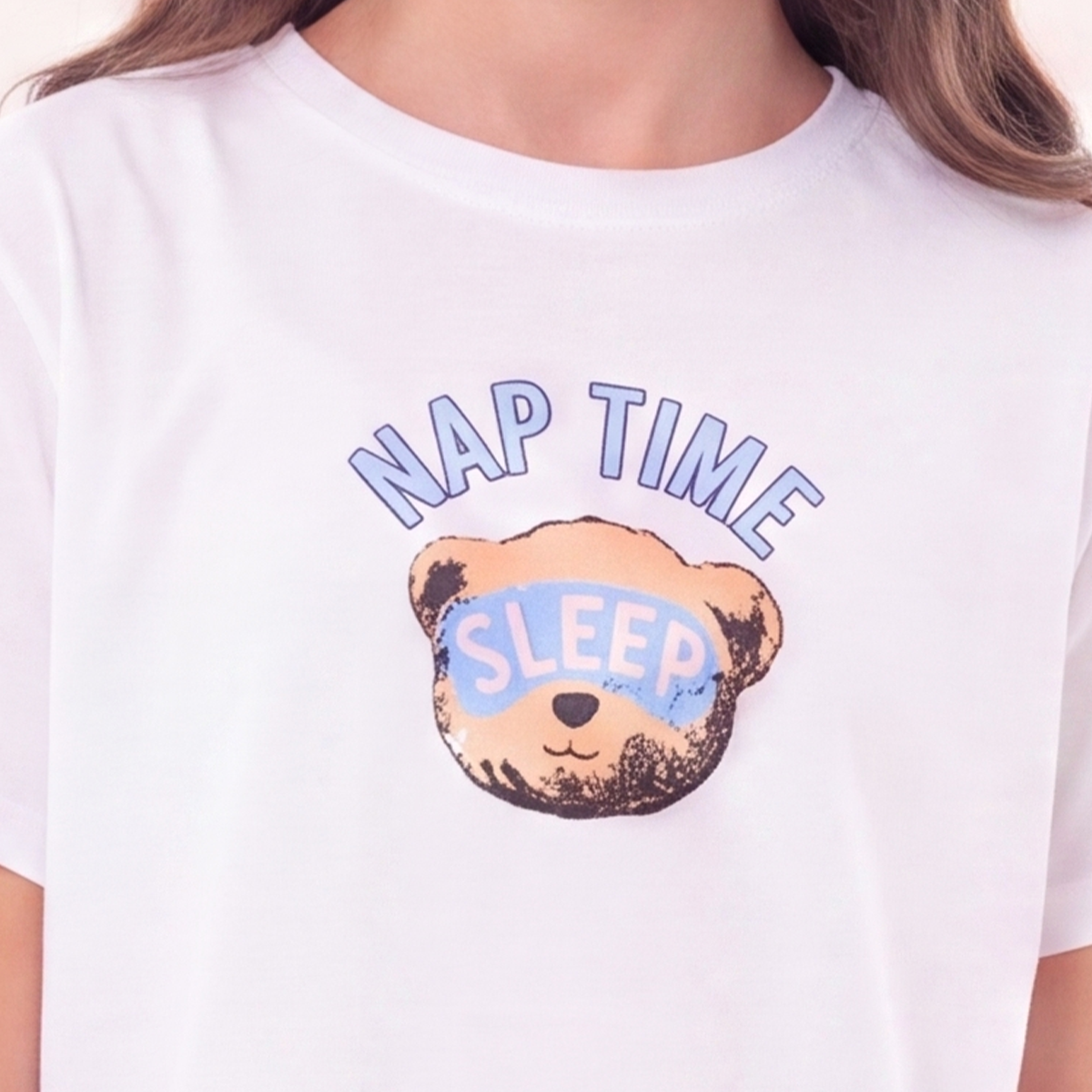 Pijama para niñas de pantalon con diseño estampado nap time sleep - Azul