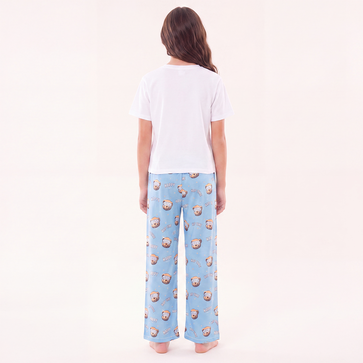 Pijama para niñas de pantalon con diseño estampado nap time sleep - Azul