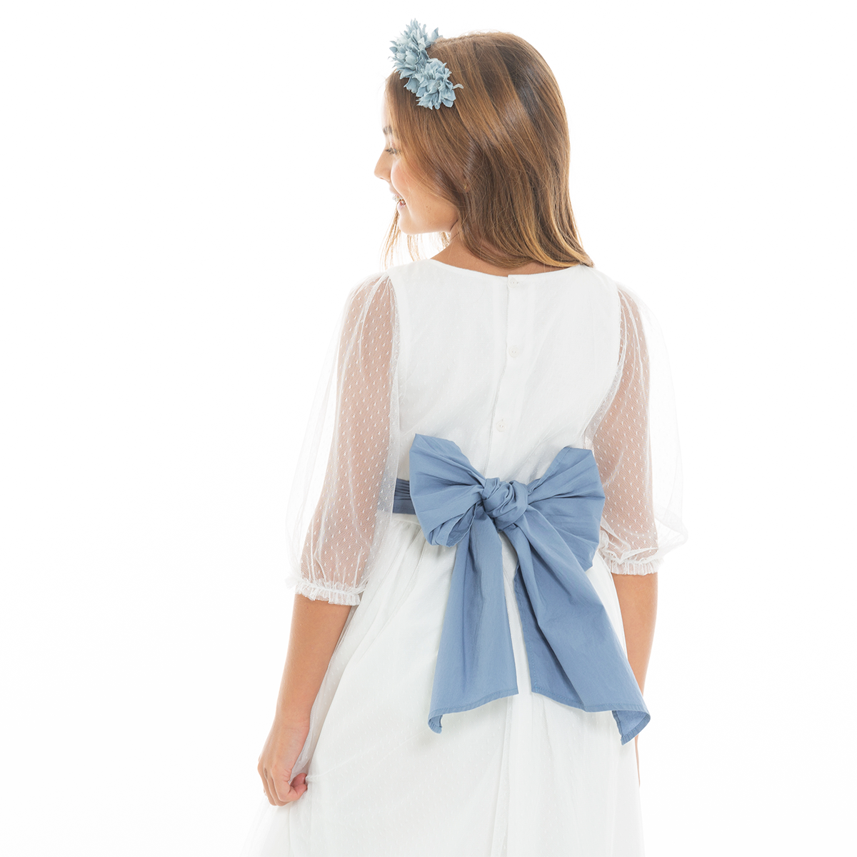 Moño decorativo para vestido ocacion especial - Azul