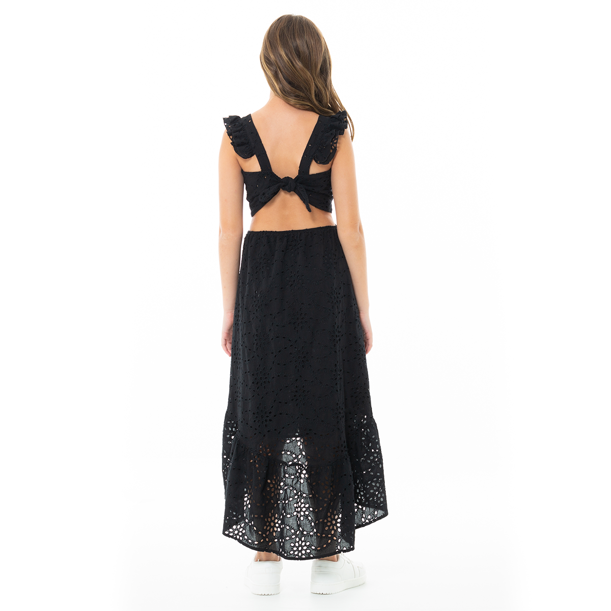VESTIDO PARA NIÑAS LARGO EN OJALILLO