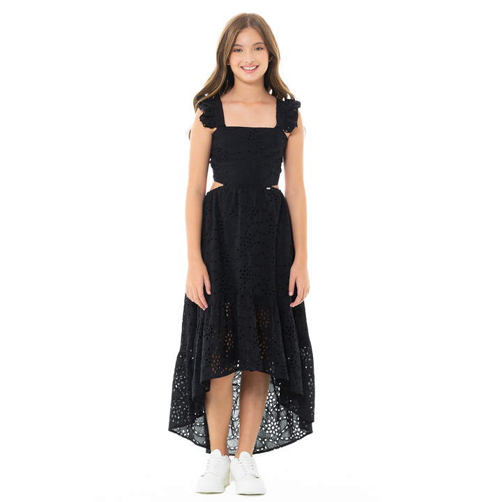 VESTIDO PARA NIÑAS LARGO EN OJALILLO