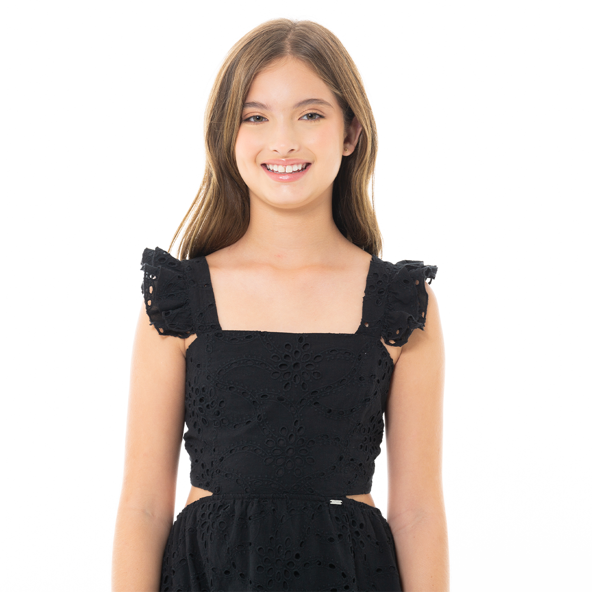 VESTIDO PARA NIÑAS LARGO EN OJALILLO