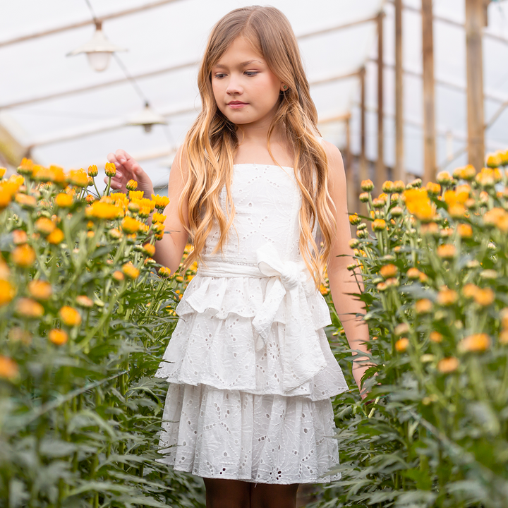 VESTIDO PARA NIÑAS CORTO EN OJALILLO