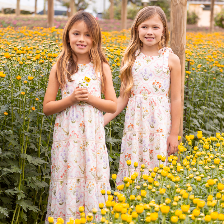 VESTIDO PARA NIÑAS LARGO CON DISEÑO FLORAL