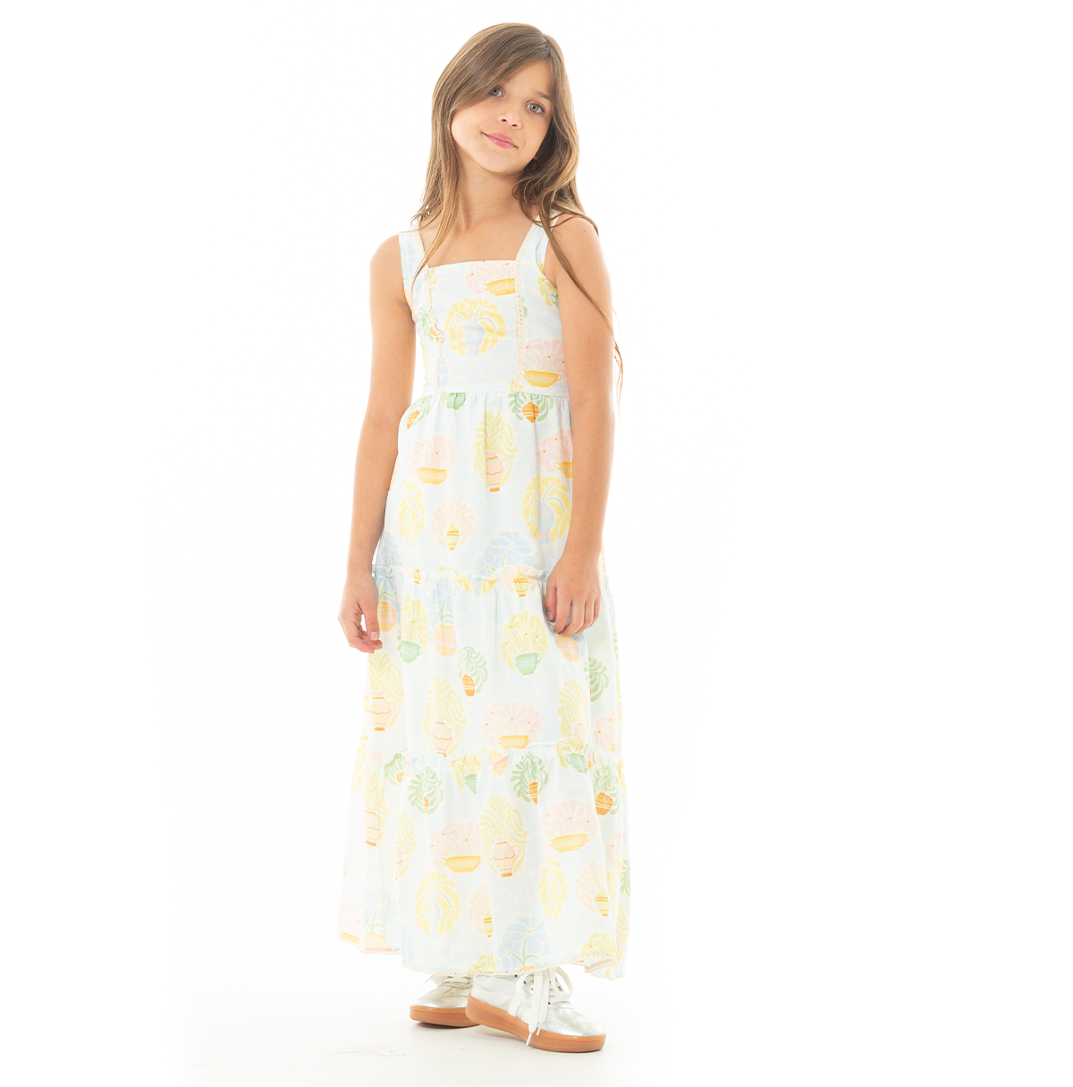 VESTIDO PARA NIÑAS LARGO EN TELA ESTAMPADA