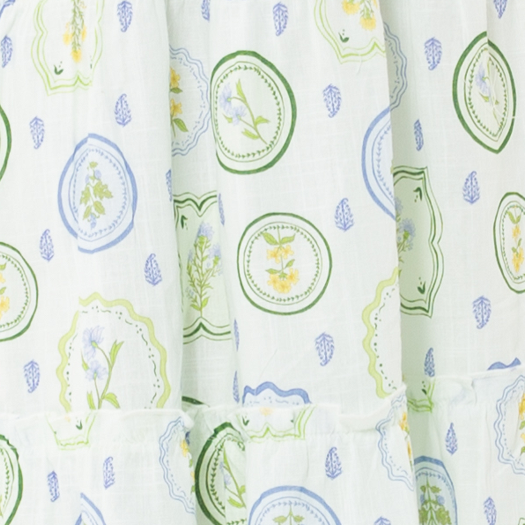 VESTIDO PARA NIÑAS LARGO CON DISEÑO BOTANICO