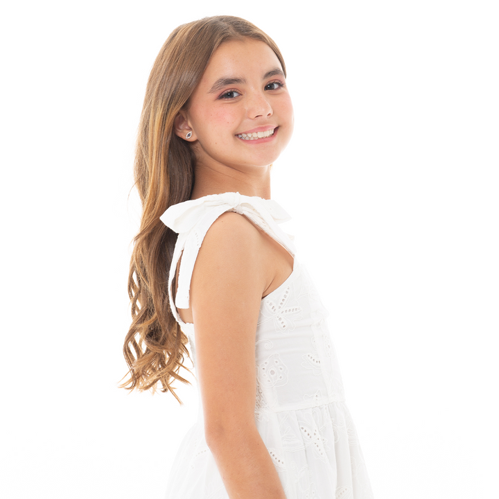 VESTIDO PARA NIÑAS LARGO EN OJALILLO