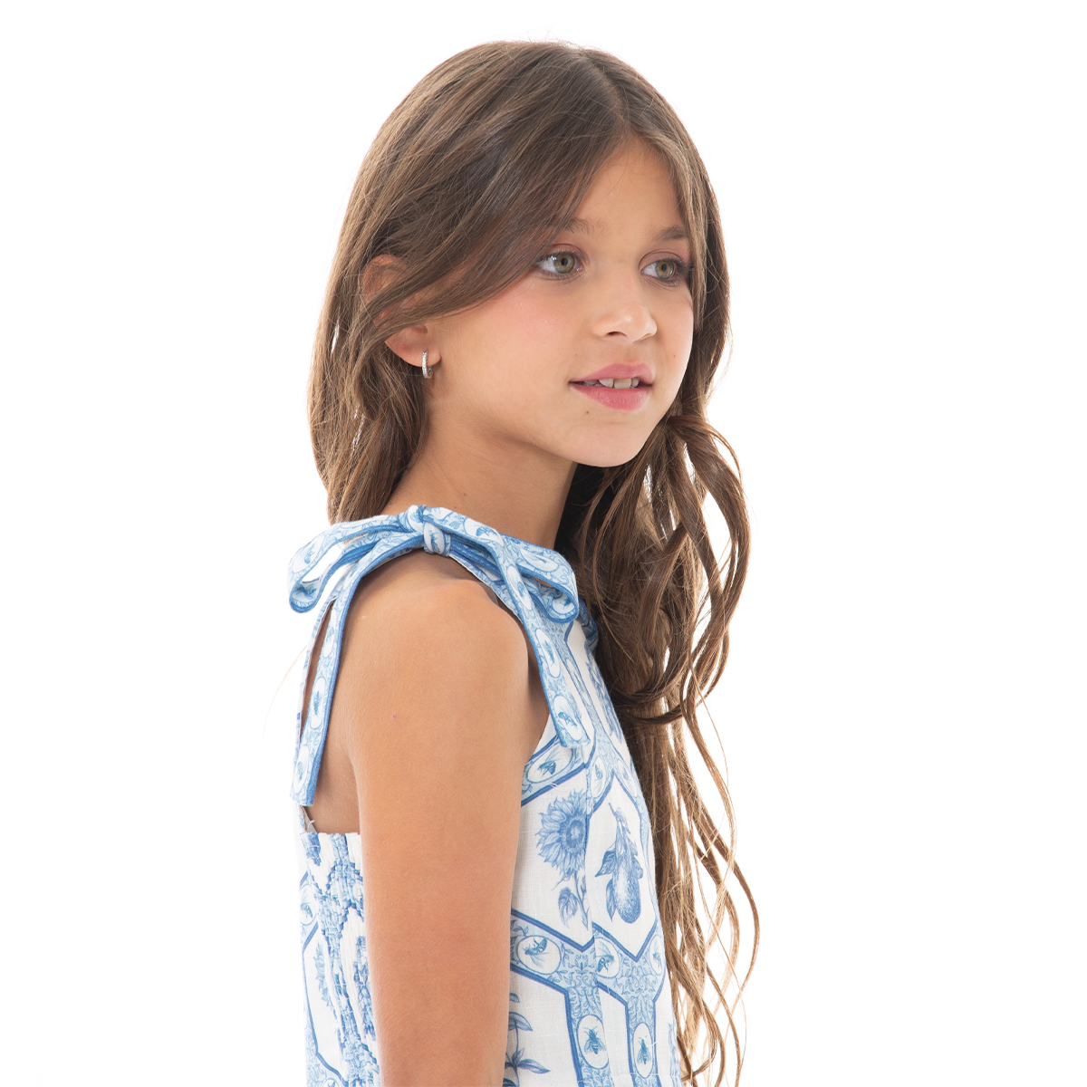 VESTIDO PARA NIÑAS CORTO AZUL FLORAL