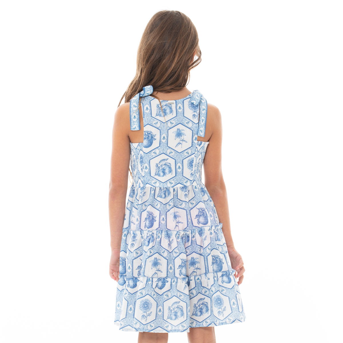 VESTIDO PARA NIÑAS CORTO AZUL FLORAL