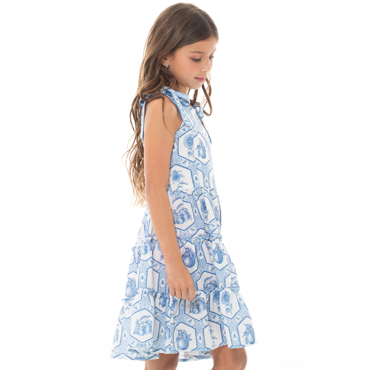 VESTIDO PARA NIÑAS CORTO AZUL FLORAL