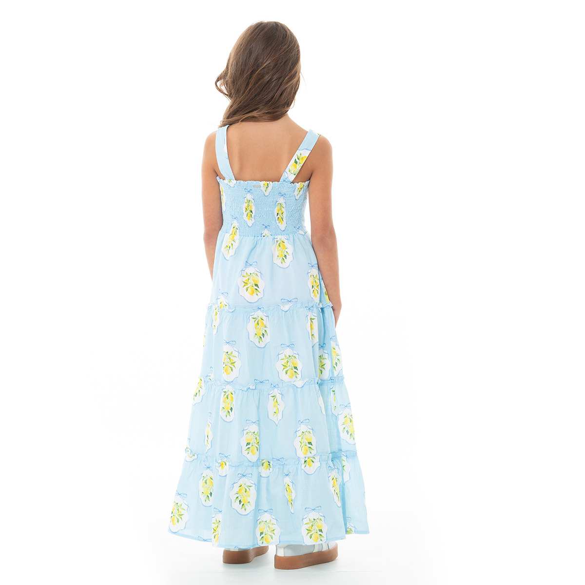VESTIDO PARA NIÑAS LARGO CON DISEÑO DE LIMONES