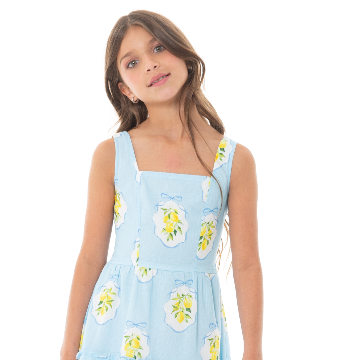 VESTIDO PARA NIÑAS LARGO CON DISEÑO DE LIMONES