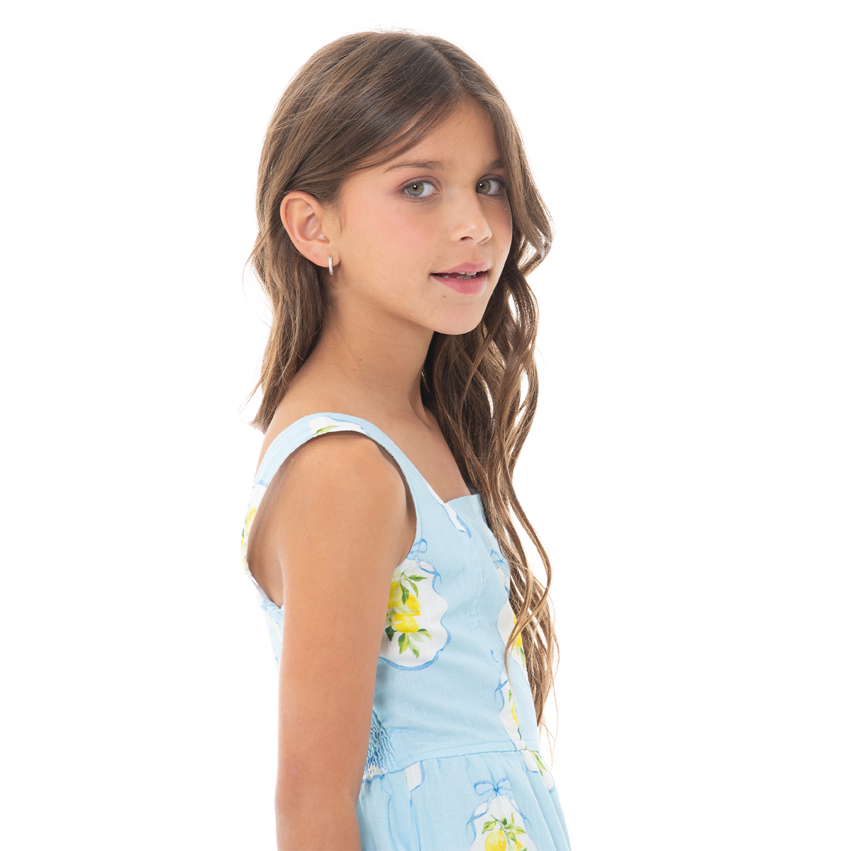 VESTIDO PARA NIÑAS LARGO CON DISEÑO DE LIMONES