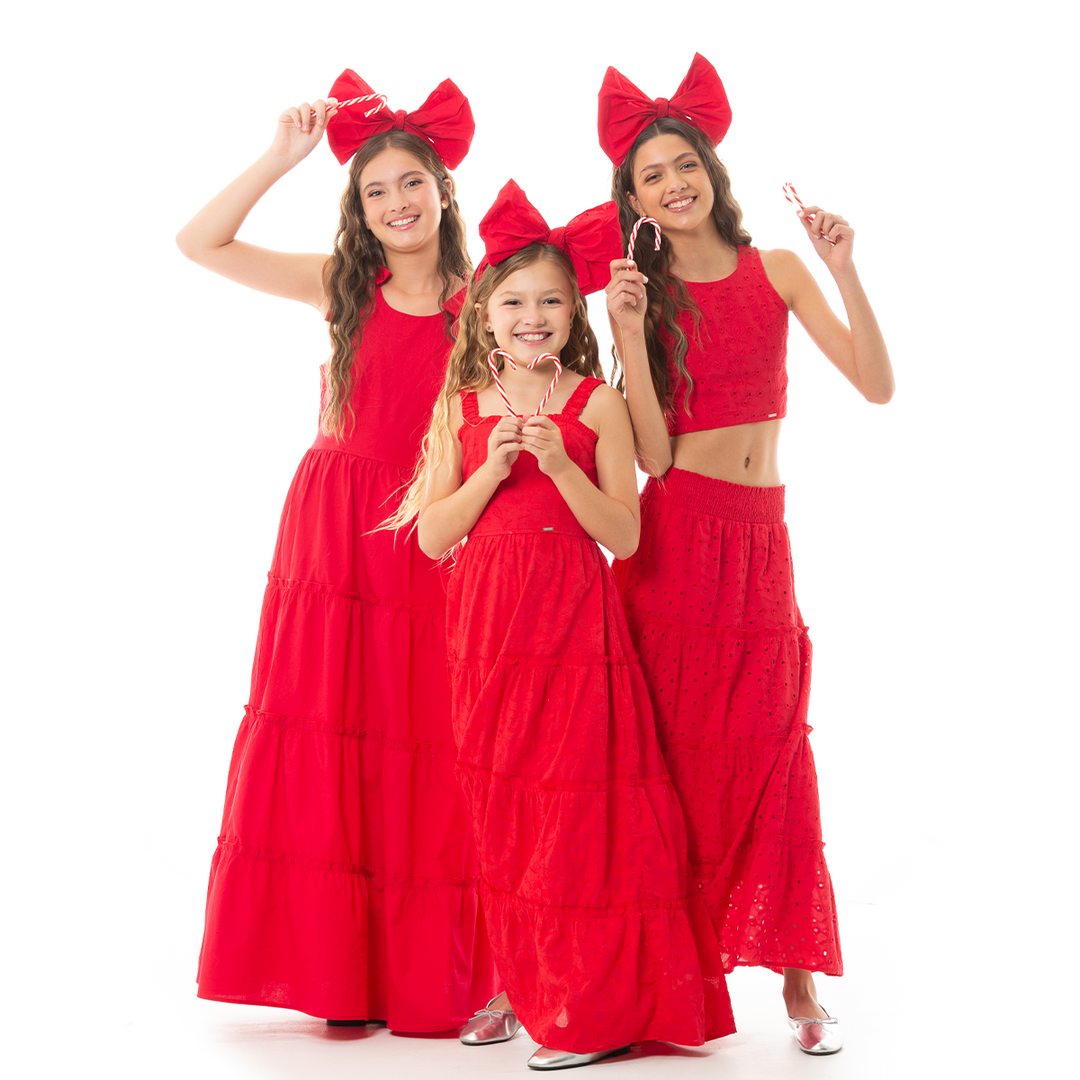 VESTIDO PARA NIÑAS LARGO COLOR ROJO