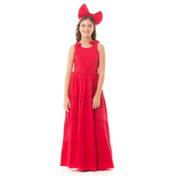 VESTIDO PARA NIÑAS LARGO COLOR ROJO