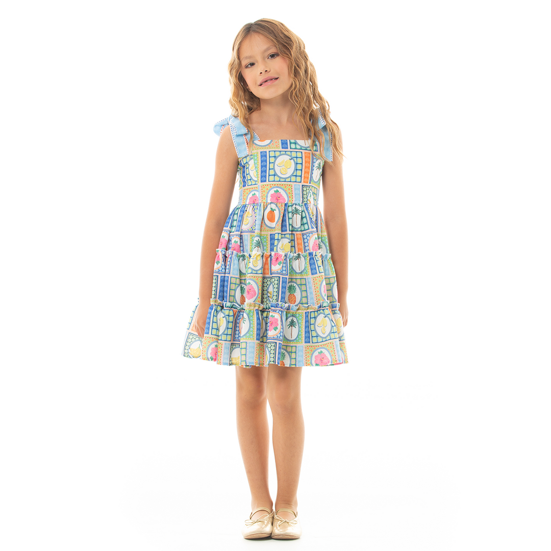 🌴VESTIDO PARA NIÑAS CORTO CON DISEÑO TROPICAL