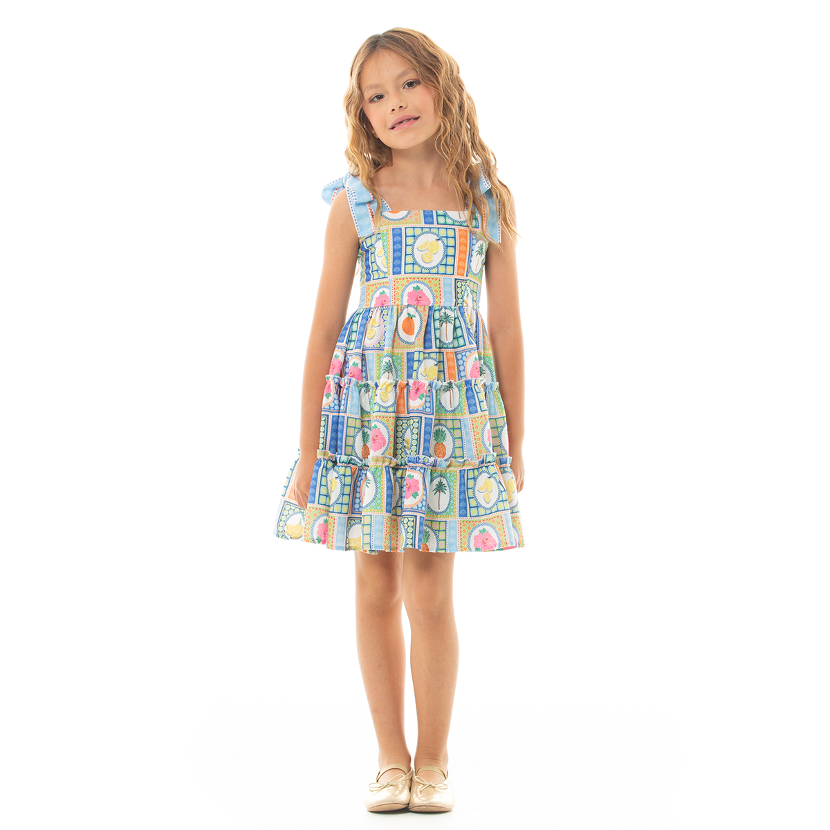 🌴VESTIDO PARA NIÑAS CORTO CON DISEÑO TROPICAL
