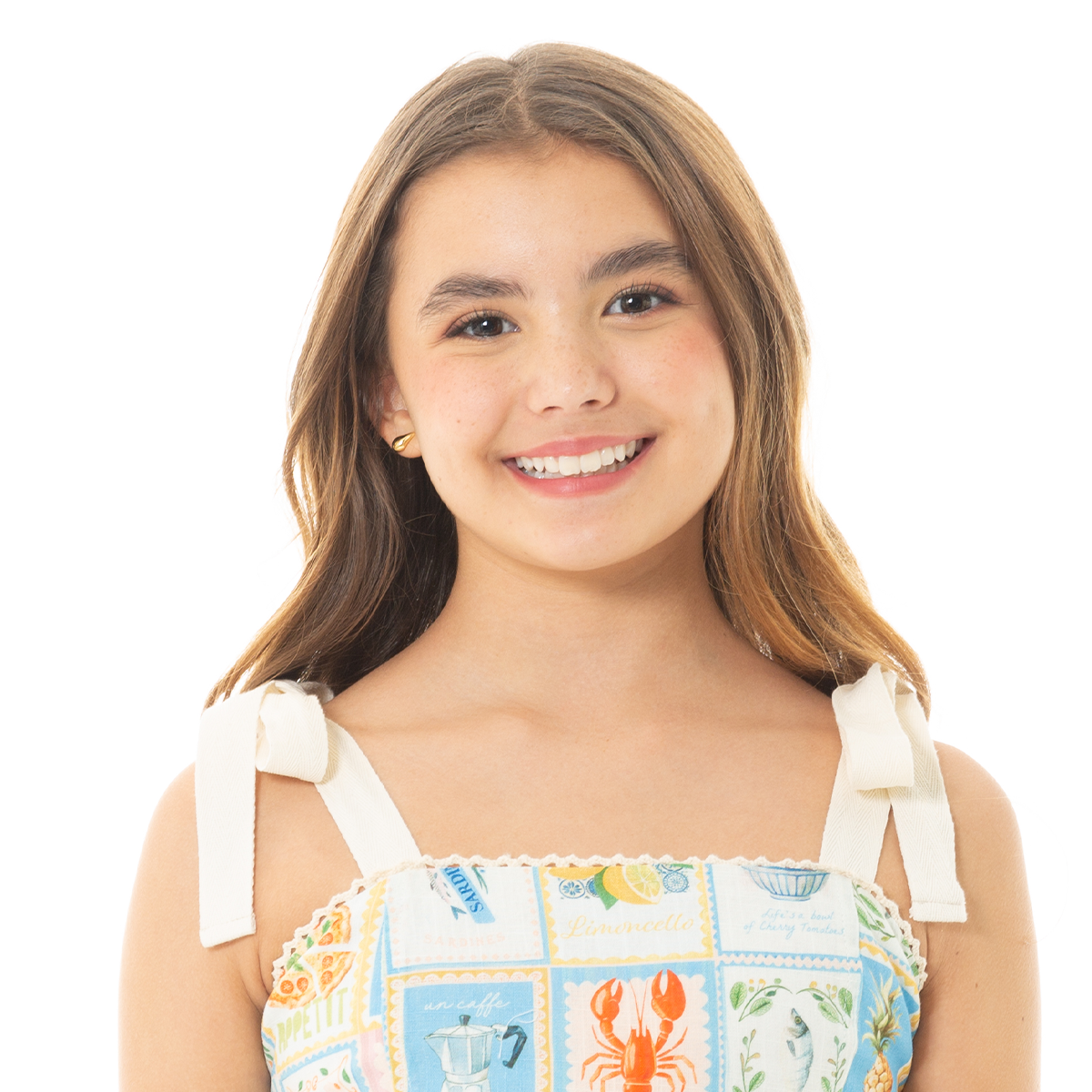 VESTIDO PARA NIÑAS LARGO CON DISEÑO TROPICAL