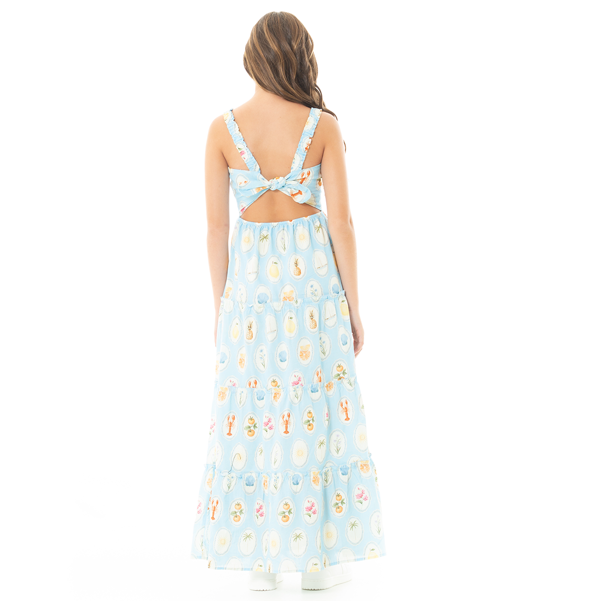 Vestido para niñas maxi con estampado en algodón