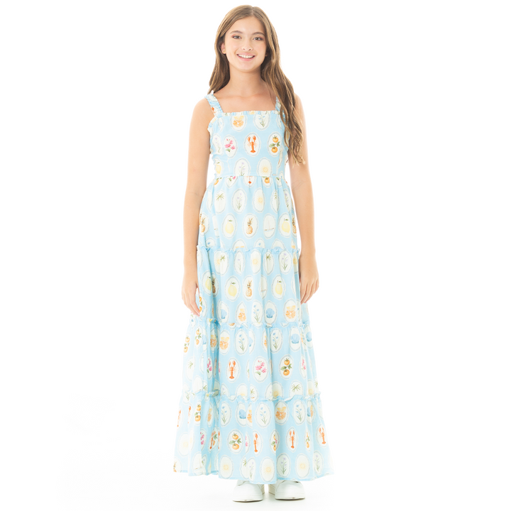 VESTIDO MAXI ESTAMPADO EN ALGODÓN PARA NIÑAS