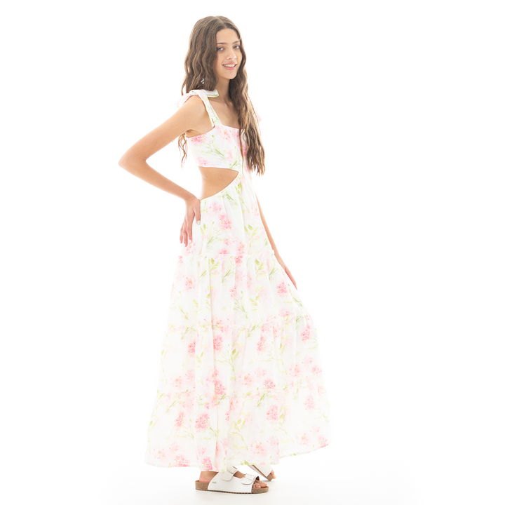 VESTIDO PARA NIÑAS LARGO CON DISEÑO FLORAL