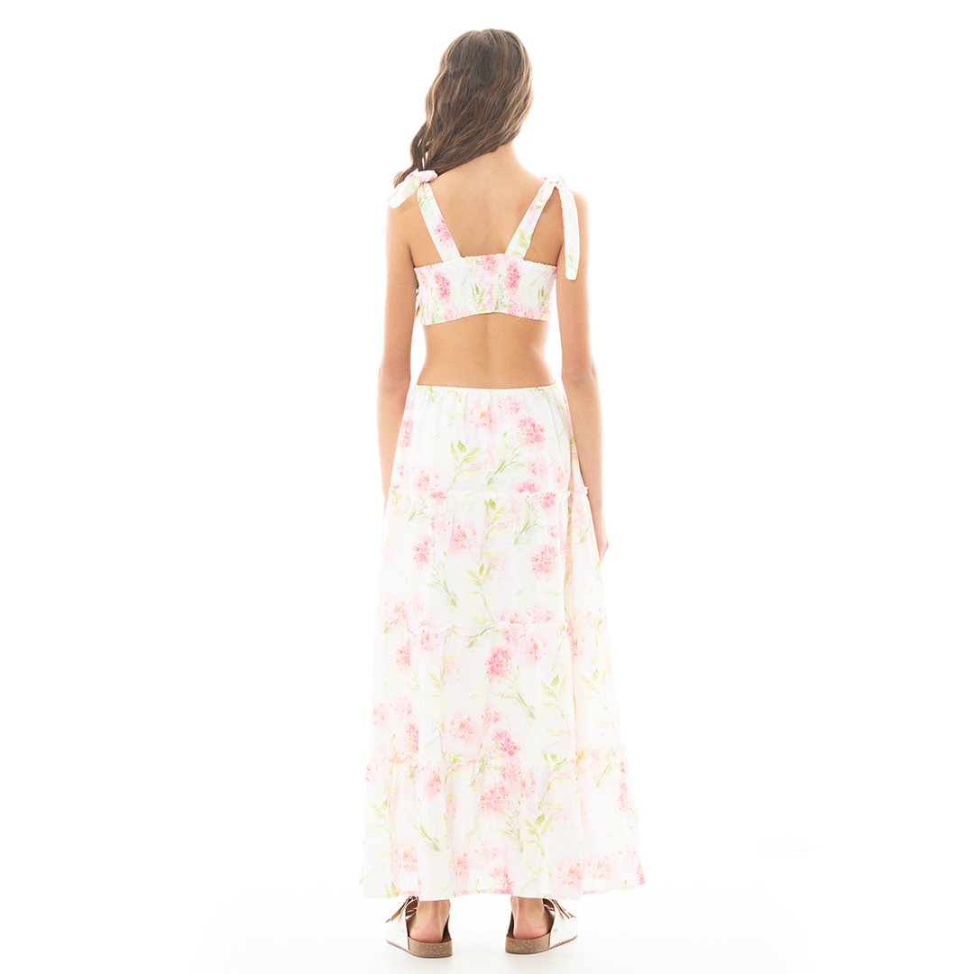 VESTIDO PARA NIÑAS LARGO CON DISEÑO FLORAL