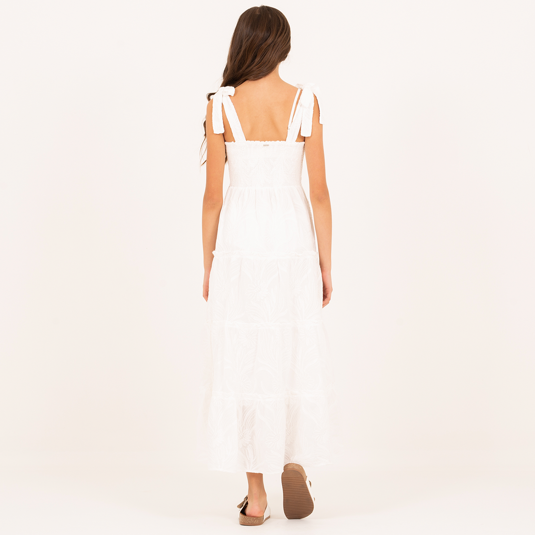 Vestido Largo para Niña en Ojalillo – Blanco