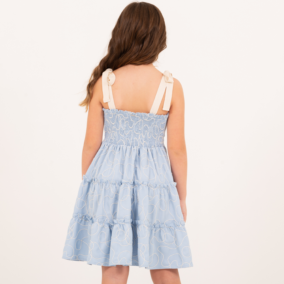 VESTIDO BORDADO PARA NIÑAS – AZUL CLARO