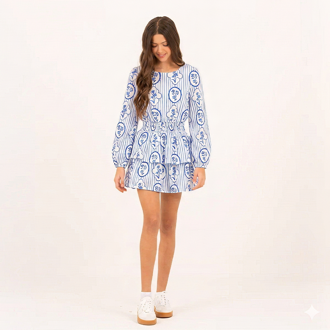 VESTIDO ESTAMPADO MANGA LARGA PARA NIÑA
