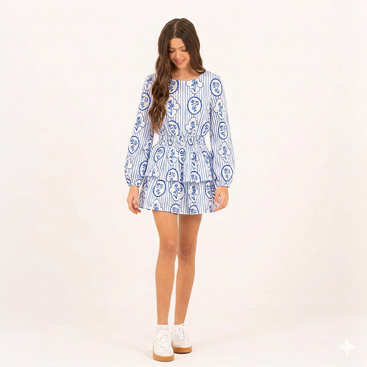 VESTIDO ESTAMPADO MANGA LARGA PARA NIÑA