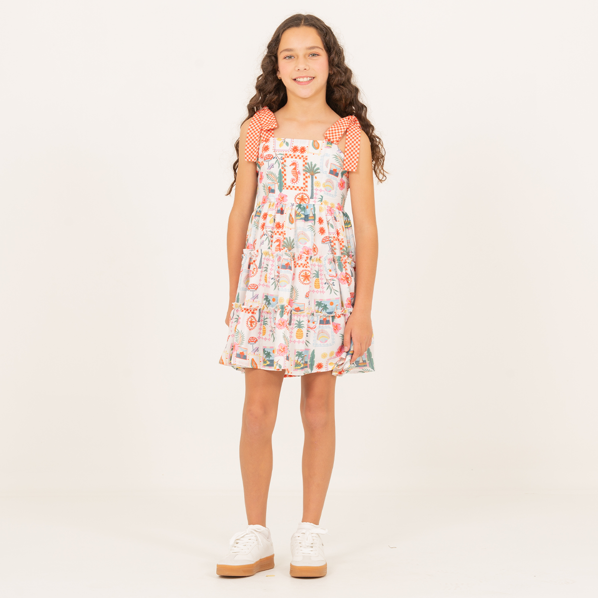 Vestido para niñas con diseño estampado tropical