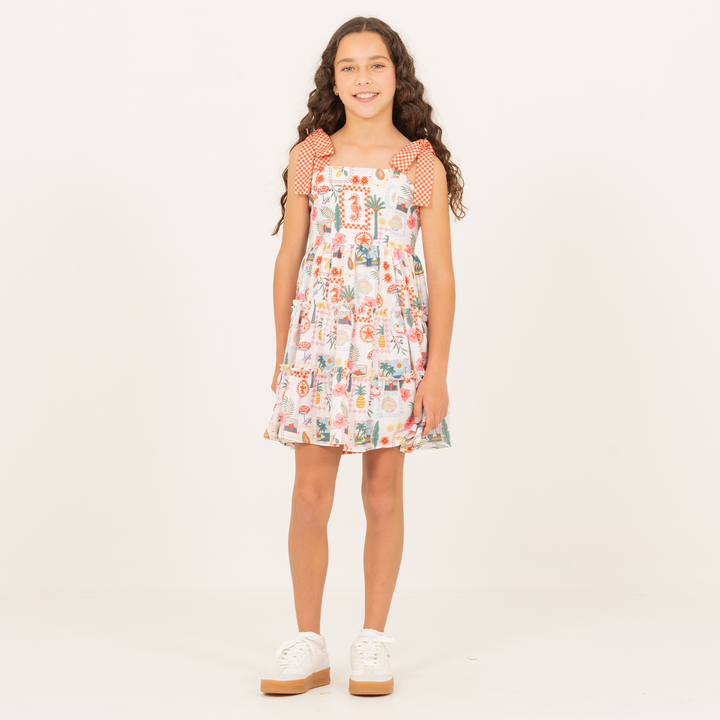 Vestido para niñas con diseño estampado tropical