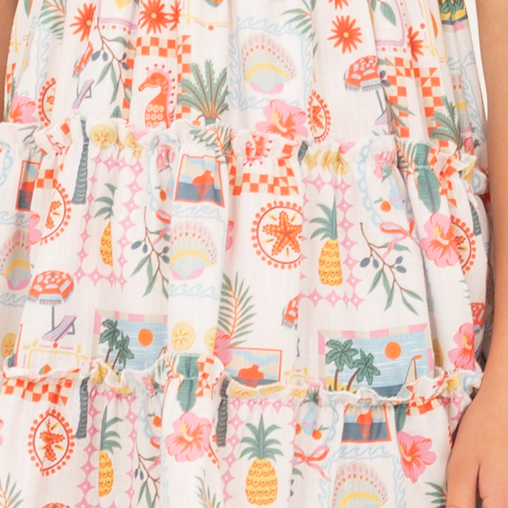 Vestido para niñas con diseño estampado tropical