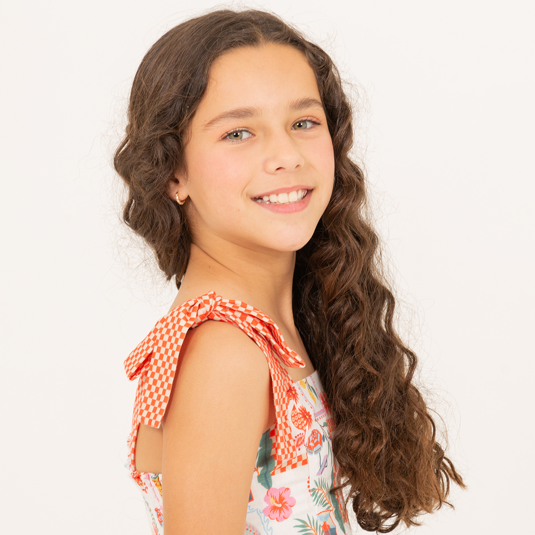 Vestido para niñas con diseño estampado tropical