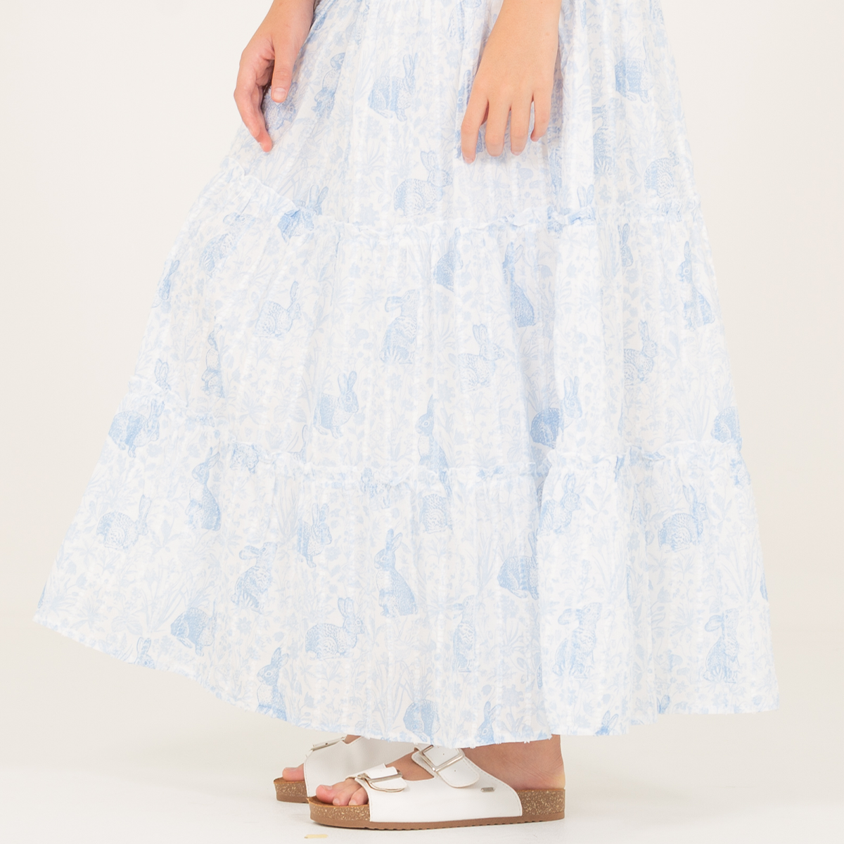 Vestido para niñas largo con diseño estampado de conejos