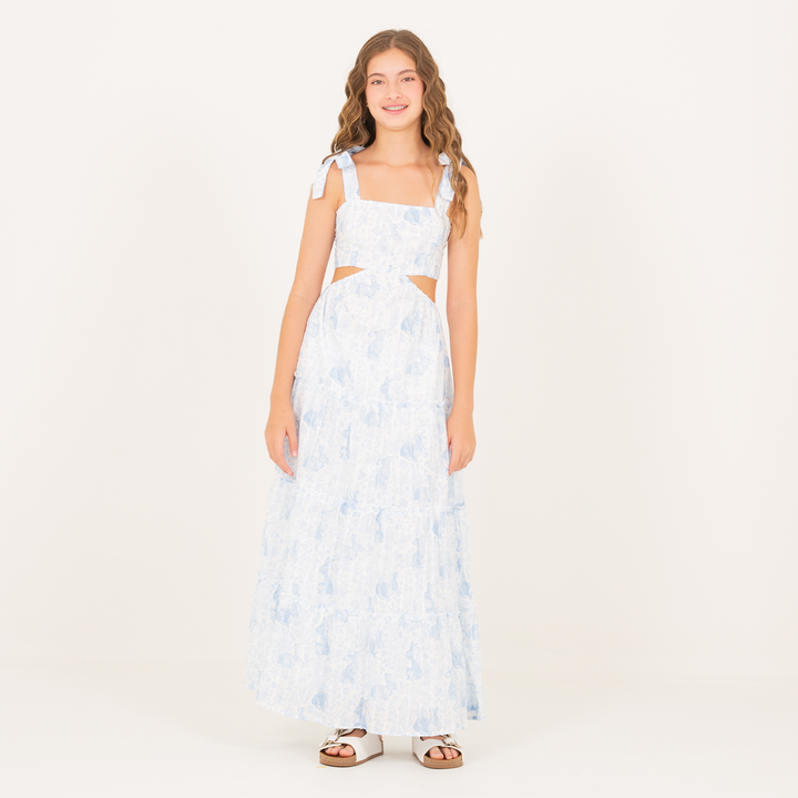 VESTIDO PARA NIÑAS LARGO CON DISEÑO DE CONEJOS